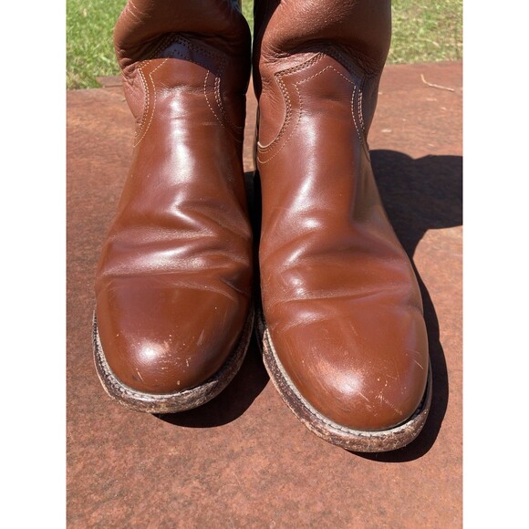 90s Justin Roper Womens 7B Brown Leather Cowboy Western Boots L3802 Cognac Vtg - Picture 7 of 10